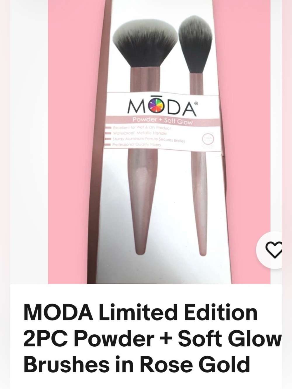 Moda 2-Piece Powder & Highlight Brush Set - Rose Pink Handles